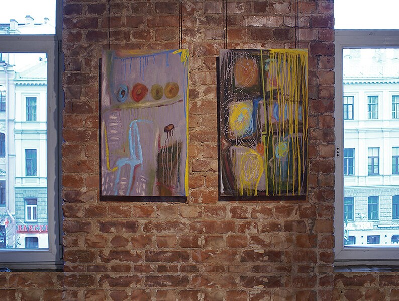 Original Paintings Diptych Abstract Large Wall Art Etsy