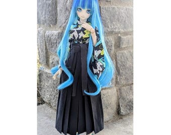 BJD Doll Hakama Skirt: Black Cotton for Smart Doll & Dollfie Dream