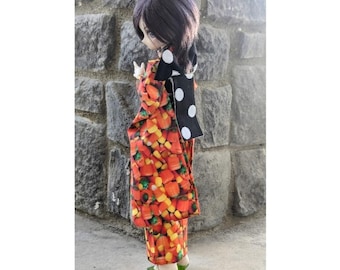 BJD Doll Obi: Black and White Polka Dot Kimono Belt