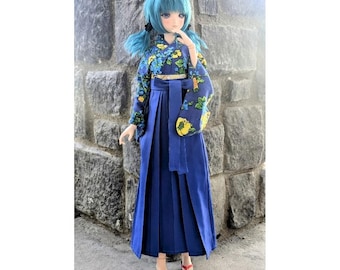 Dark Blue Hakama Skirt: BJD Doll Clothes (Fits Smart Doll, DD, DDS)