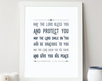Números 6:24-26, Descarga instantánea, Biblia Verso Arte de la pared, Impresión de las Escrituras, DIY imprimible, impresión cristiana, versículo de la Biblia imprimible