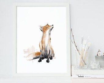 Fox Printable, Instant Download, Original Fox Illustration, Woodland Nursery Decor, Animal Print, Fox Print, Digital Art, Fox Art