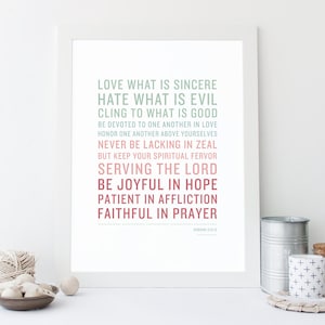 Romans 12:9-12 - INSTANT DOWNLOAD - Scripture Digital File - Bible Verse Art - Printable Bible Verse - Scripture Typography