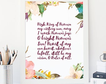 INSTANT DOWNLOAD, Be Tu My Vision, Printable Christian Art, fai da te Printable, Print and Frame, Praise Lyrics Print, Flower Printable, Hymn