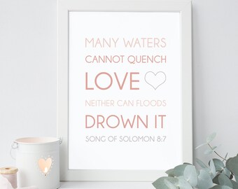 Song of Solomon 8:7, Instant Download, Bible Verse Wall Art, Scripture Print, DIY Printable, Christian Print, Printable Bible Verse