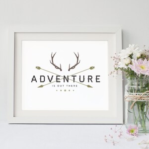 INSTANT DOWNLOAD - Adventure Is Out There - Typographic Print - Inspirational Art - DIY Printable - Print and Frame