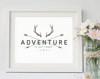 DESCARGA INSTANTE - Aventura está ahí fuera - Impresión tipográfica - Arte inspirador - DIY imprimible - Impresión y marco