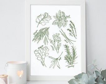 Herbs Printable, Printable Wall Art, INSTANT DOWNLOAD, Kitchen Printable, Art Print, Rustic Decor, Flower Print, Botanical Art, Herb Art