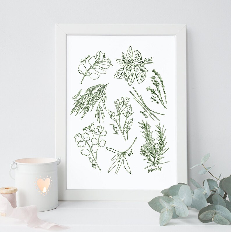 Herbs Printable Printable Wall Art Instant Download Kitchen Etsy