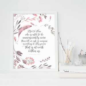 INSTANT DOWNLOAD - Ephesians 3:20 - Bible Verse Wall Art - Scripture Print - DIY Printable - Christian Print - Flower Print - Wall Art