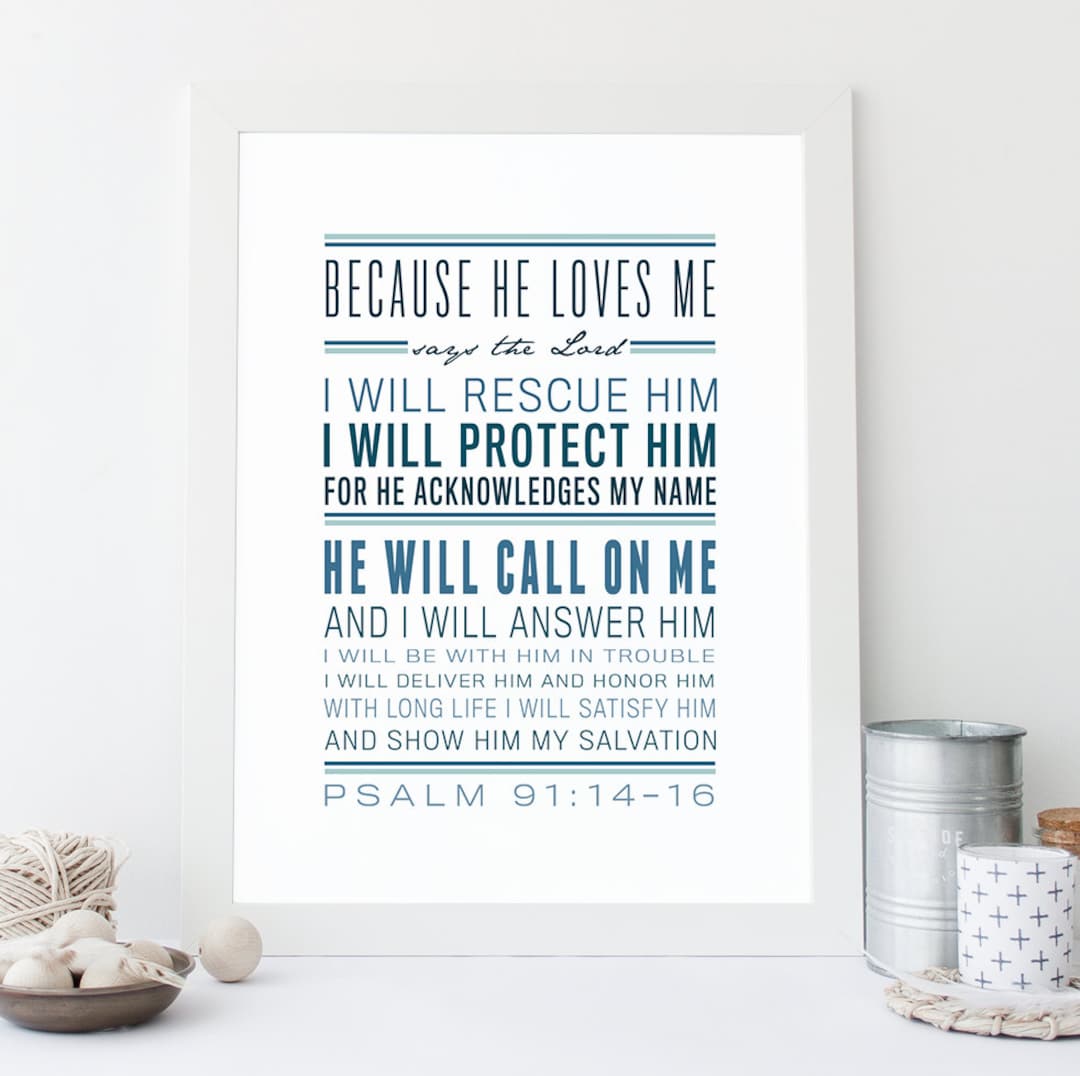 INSTANT DOWNLOAD - Psalm 91:14-16, Scripture Digital File, Bible Verse ...