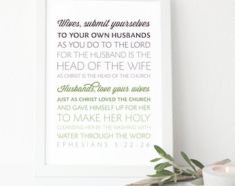 Ephesians 5:22-26 - INSTANT DOWNLOAD - Scripture Digital File - Bible Verse Art - Printable Bible Verse - Scripture Typography