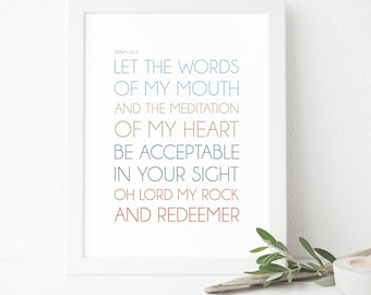 Salmo 19:14 - DESCARGA INSTANTE - Archivo Digital de las Escrituras - Arte del Verso de la Biblia - Versículo bíblico imprimible - Tipografía de las Escrituras