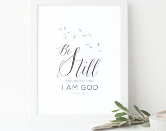 DESCARGA INSTANTE - Salmo 46:10 - Verso de la Biblia Arte de la pared - Impresión de las Escrituras - DIY imprimible - Impresión cristiana