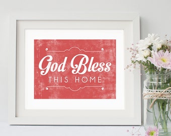 God Bless This Home, Instant Download, Christian Wall Art, Scripture Print, DIY Printable, Christian Art, Printable Bible Verse