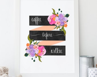 DESCARGA INSTANTE - Café Antes Talkie - Impresión Tipográfica Cocina Imprimible - Cita Divertida - DIY Wall Quote - Arte Digital - Office Art