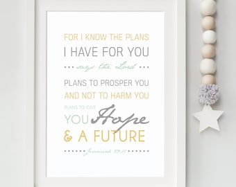 Jeremiah 29:11 - Scripture Print Digital File - Instant Download