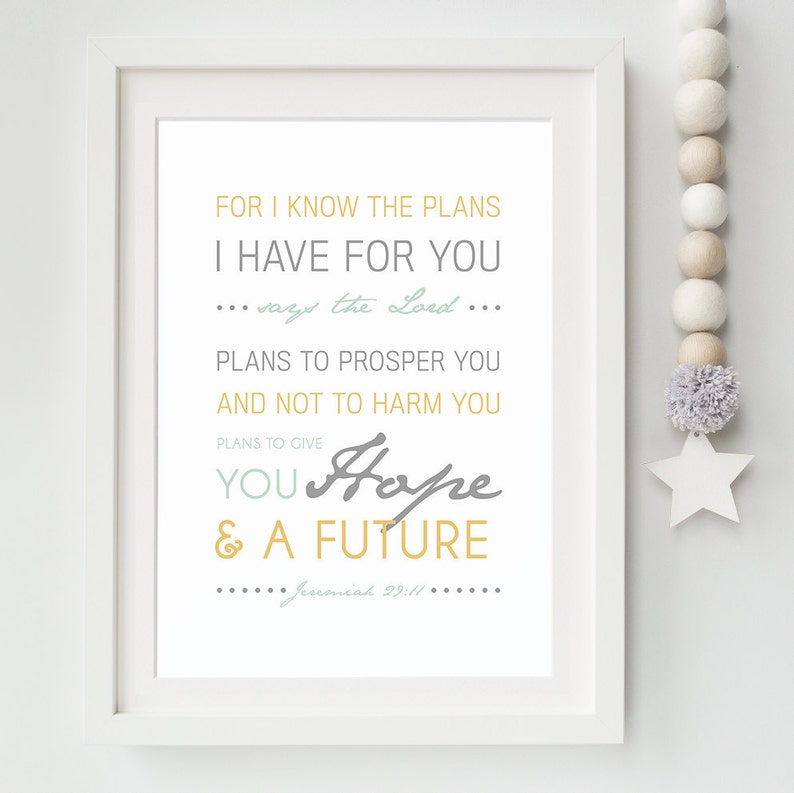 Jeremiah 29:11 Scripture Print Digital File Instant Download image 1