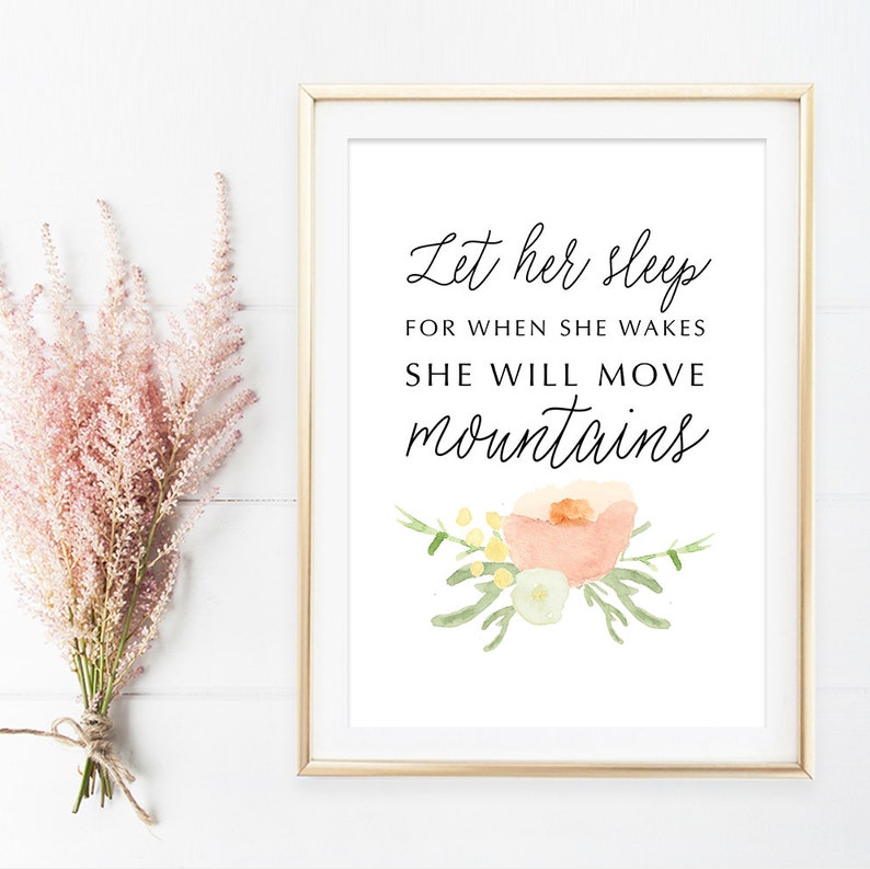 INSTANT DOWNLOAD Let Her Sleep Nursery Wall Quote Baby Girl Print ...