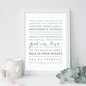 INSTANT DOWNLOAD - Colossians 3:12-15 - Scripture Print Digital File - Print and Frame - Bible Verse Typography