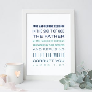 James 1:27 - INSTANT DOWNLOAD - Scripture Digital File - Bible Verse Art - Printable Bible Verse - Scripture Typography