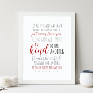 Ephesians 4:31-32, INSTANT DOWNLOAD, Scripture Digital File, Bible Verse Art, Printable Bible Verse, Scripture Typography, Encouraging Print