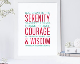 INSTANT DOWNLOAD - Serenity Prayer - Christian Wall Art - Scripture Print - DIY Printable - Prayer Art - Inspirational Decor