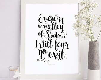 Psalm 23 - Scripture Print Digital File - Instant Download - Bible Verse Art - Christian Typography - Bible Printable