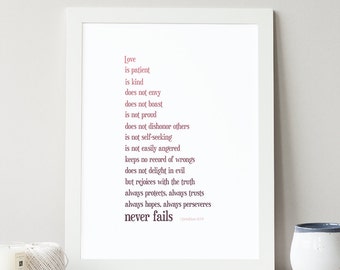 INSTANT DOWNLOAD - 1 Corinthians 13:4-8 - Bible Verse Wall Art - Scripture Print - DIY Printable - Christian Print