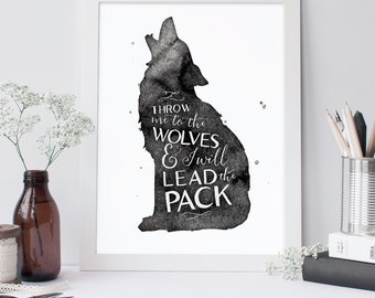 Tírame a los lobos, descarga instantánea, impresión de citas, arte de oficina imprimible, cita de pared inspiradora, impresión tipográfica