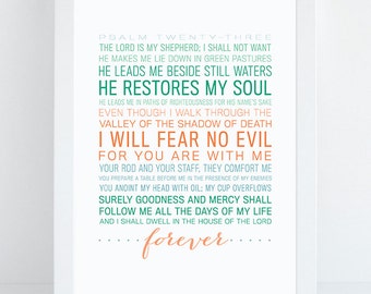 INSTANT DOWNLOAD - Psalm 23 - Bible Verse Wall Art - Scripture Print - DIY Printable - Christian Print