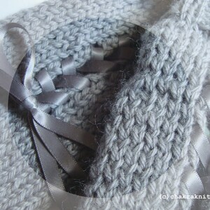 Guantes sin dedos con cordones en steampunk gris plateado 100% lana imagen 5