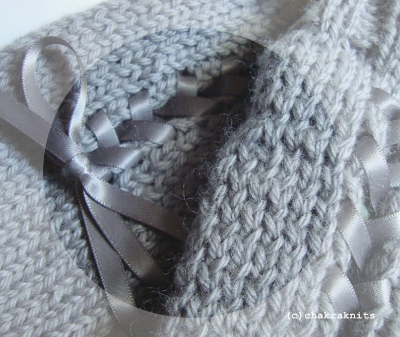Guantes sin dedos con cordones en steampunk gris plateado 100% lana imagen 5