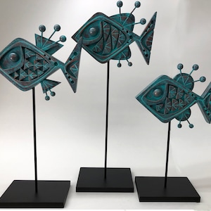 Mid Century Modern Mod &quot;Super Copper Fish&quot; 3 pcs.