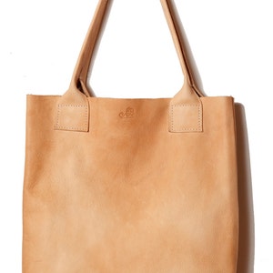 Handmade PURE vegetable tanned leather natural floppy shopper TOTE lap top bag handbag veg tan, can also be PERSONALIZED