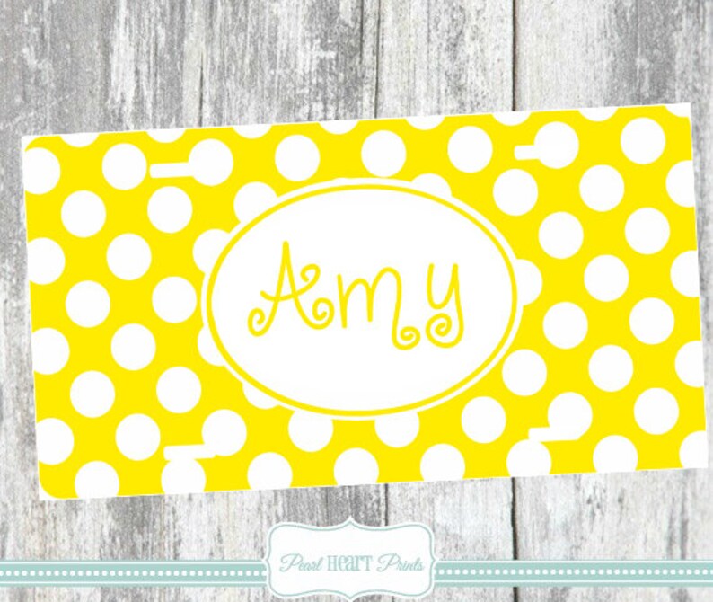 PERSONALIZED LICENSE PLATE Polka Dot License Plate Yellow Polka Dot Car Tags Custom Printed