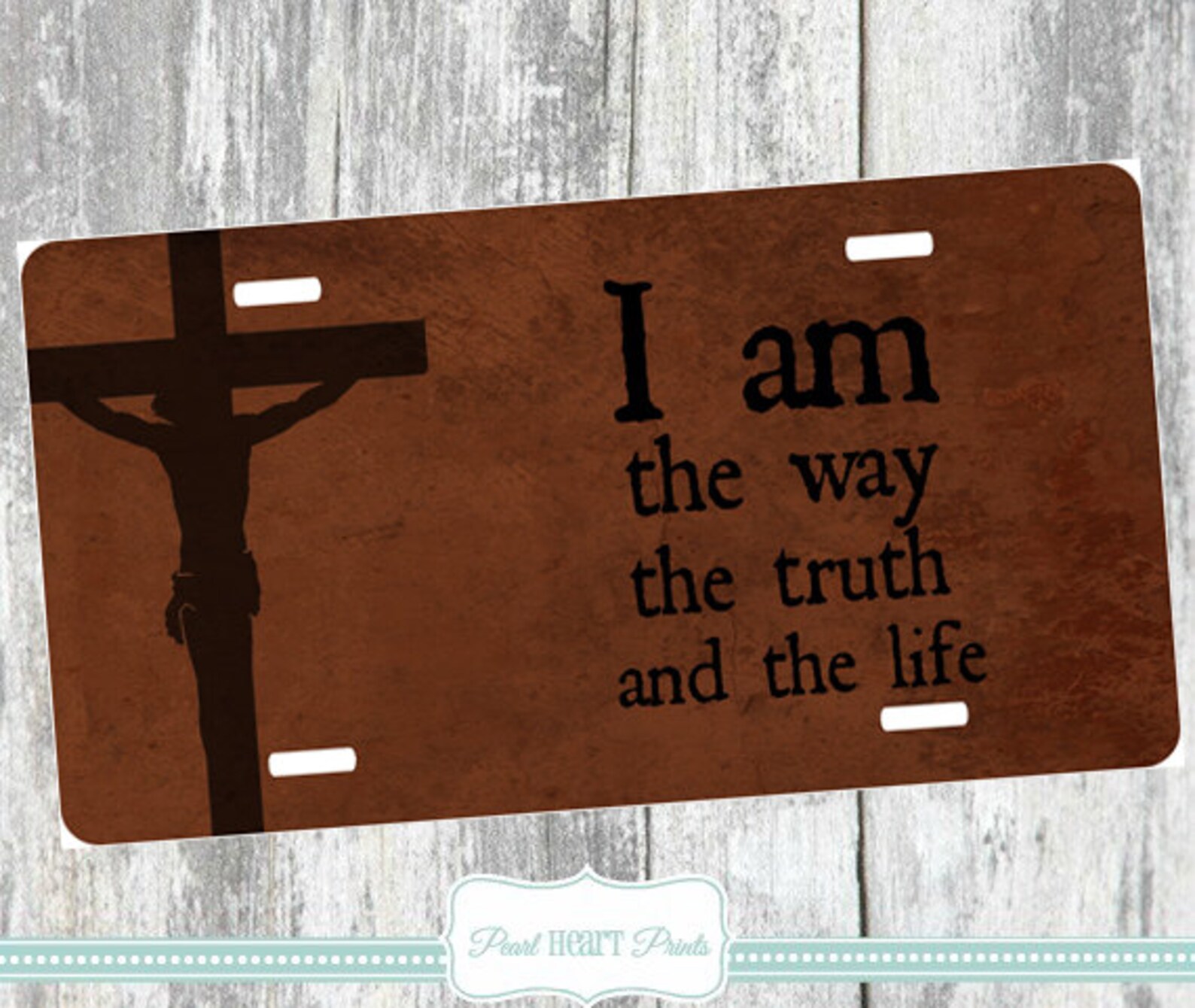 CHRISTIAN CAR TAG License Plate Cross Crucifix Jesus Christ I Am the