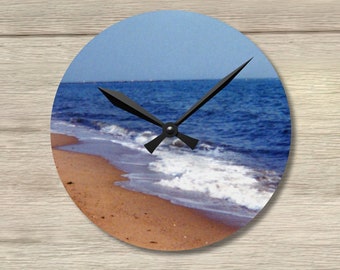 Unique Wall Clock Beach Clock Wedding Gift First Home Ocean Decor Nautical Clock Log Cabin Decor Ocean Clock Home Gift