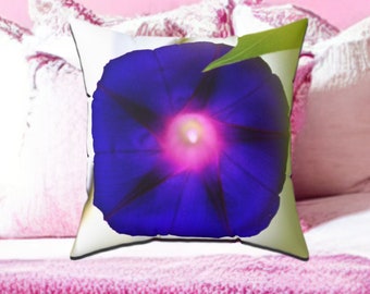 Coussin décoratif unique pour la fête des mères, cadeau de fête des mères pour maman, coussin décoratif floral, fleurs de gloire du matin, coussin décoratif floral