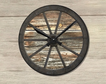 Unique Wall Clock Rustic Decor Wedding Gift Farmhouse Clock Rustic Clock Wagon Wheel Country Decor Home Gift Log Cabin Decor