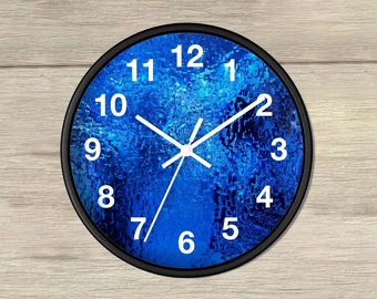 Blue Wall Clock Front Home Décor Wooden Wall Clock Unique Gift For Her Living Room Bedroom Christmas Gift For Him