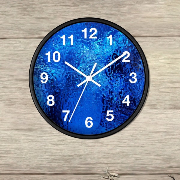 Blue Wall Clock Front Home Décor Wooden Wall Clock Unique Gift For Her Living Room Bedroom Christmas Gift For Him