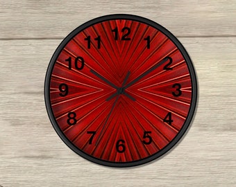 Horloge murale unique, horloge décorative, cadeau fête des pères pour papa, nageoires rouges, décoration de cabane en rondins, horloge de ferme, horloge murale moderne, cadeau pour lui