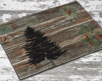 Log Cabin Placemats Country Farmhouse Decor Gift For Her Rustic Brown Log Cabin Decor Cabin Placements Gift For Wife