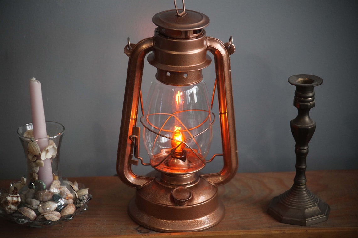 Electric Lantern Table Lamp COPPER Finish DIMMER Switch Etsy