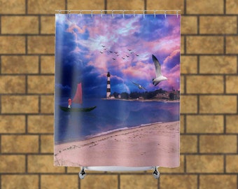 Unique Shower Curtain Seascape Beach Shower Curtain Wedding Gift Idea Ocean Shower Curtain Gift For The Home