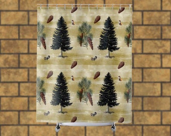 Unique Shower Curtain Farmhouse Decor Log Cabin Decor Mother's Day Gift For Her Shower Curtain Rustic Cabin Decor Rustic Tan