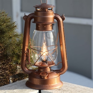 Electric Lantern Table Lamp, COPPER Finish, DIMMER Switch