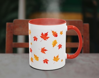 Fall Leaves Mug | Autumn Coffee Cup | Colorful Leaf Pattern | Cozy Seasonal Gift