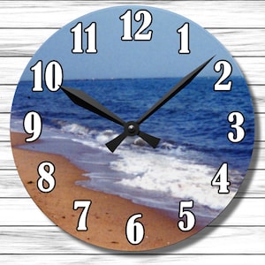 Reloj de pared único del Océano Atlántico, decoración de playa, regalo de boda, reloj náutico oceánico, regalo para el primer hogar, decoración de pared con paisaje marino para la cocina y la sala de estar.